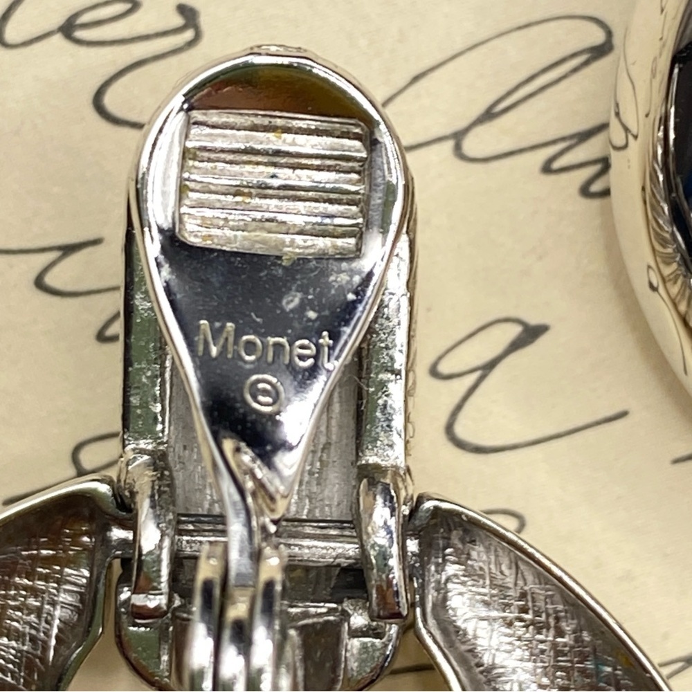 MONET Vintage Clip On Door Knocker Silver Tone Earrings - Picture 6 of 7